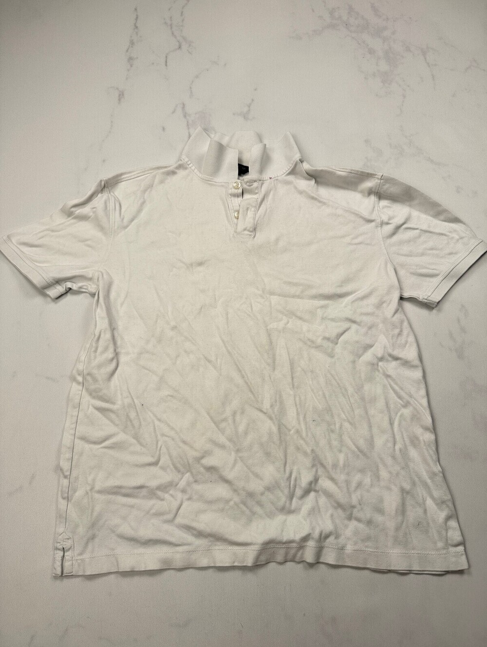 Banana Republic Slim Fit Polo Shirt White Contemporary Minimalist - Mens L Tall